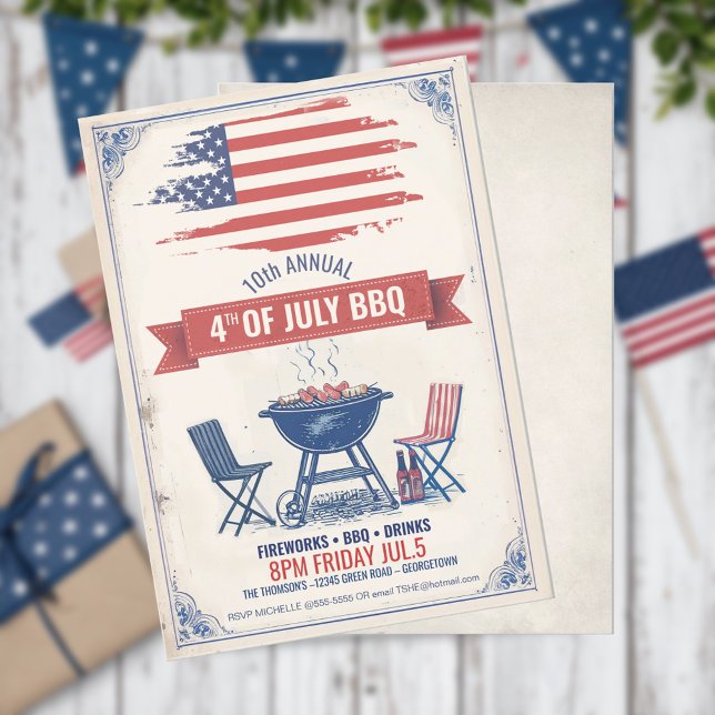 Vintager 4. Juli GRILLEN ID105 Einladung (Von Creator hochgeladen)