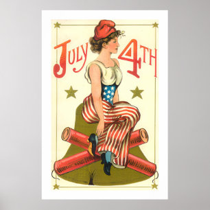 Vintager 4. Juli Logo Poster