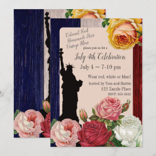 Vintager 4. Juli Rose Einladung