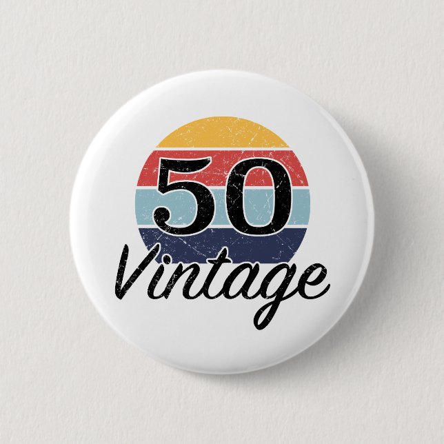 Vintager 50. Geburtstag Sonnenuntergang Button (Vorderseite)
