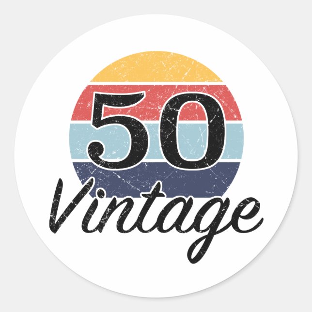 Vintager 50. Geburtstag Sonnenuntergang Runder Aufkleber (Vorderseite)