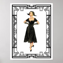Vintager 50er Abend Retro Fashion Illustration