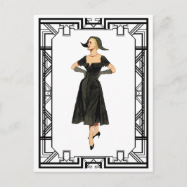 Vintager 50er Abend Retro Fashion Illustration Postkarte
