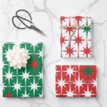 Vintager 50er Retro Christmas Stars Red Green Geschenkpapier Set<br><div class="desc">Das moderne Atomzeitalter im Stil der 50er Jahre und die Weihnachtsmuster im Stil des 60ers in den Weihnachtsmustern von Weihnachten in Weihnachten,  Rot,  Grün und Weiß. Ein Hingucker in der Raumzeit und in der Mitte des Jahrhunderts-Designs mit einem lustigen 50er-Gefühl. Von Kierkegaard Design Studio.</div>