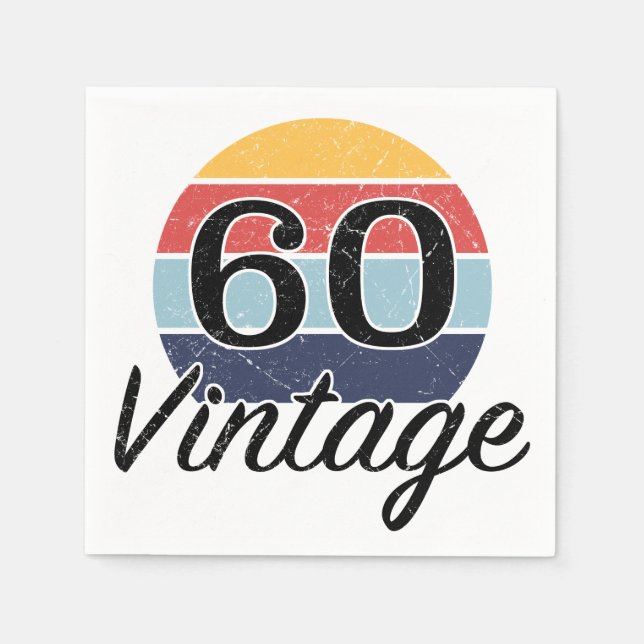 Vintager 60. Geburtstag Sonnenuntergang Serviette (Vorderseite)
