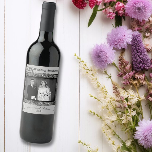 Vintager 60. Hochzeitstag | Silberfolie Weinetikett (Von Creator hochgeladen)