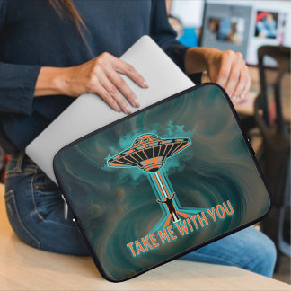 Vintager 60er Jahre Stil fliegender Saucer Laptopschutzhülle