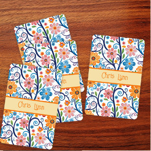 Vintager 60er Vibe Mod Abstraktes Blumenthema Spielkarten