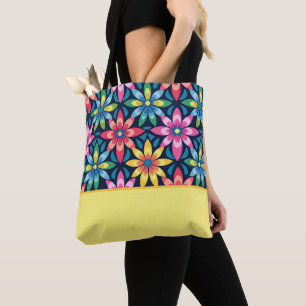 Vintager 60er Vibe Mod Daisies, Farbblock Tasche