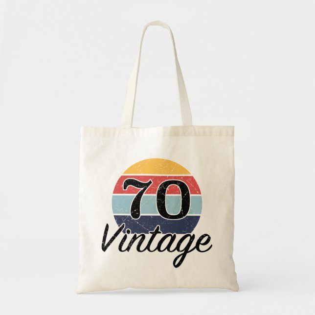 Vintager 70. Geburtstag Sonnenuntergang Tragetasche (Vorne)