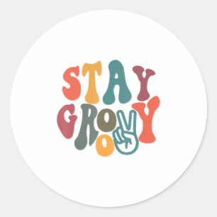 Vintager 70er Vibes Peace Hippie Bleibe Groovy Runder Aufkleber
