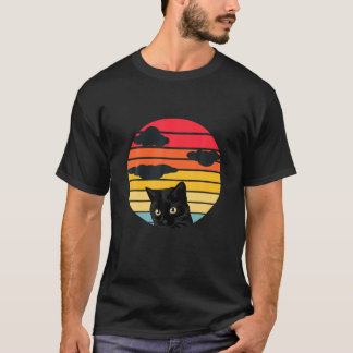 Vintager 80er Black Cat Lover - Funny Cat Hallowee T-Shirt