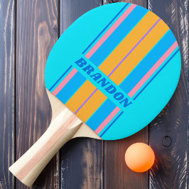 Vintager 80er Neon Ocean Sky Board Streifen mit Na Tischtennis Schläger