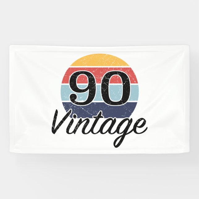 Vintager 90. Geburtstag Sonnenuntergang Banner (Horizontal)