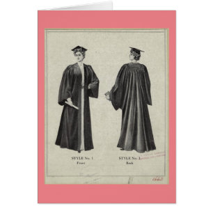 Vintager Abschluss Frauenkappe + Rosa-Karteikarte