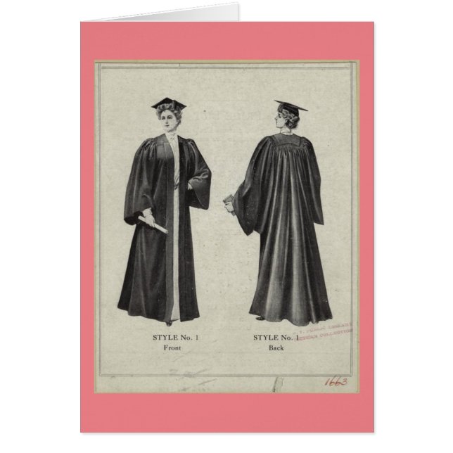 Vintager Abschluss Frauenkappe + Rosa-Karteikarte (Vorne)