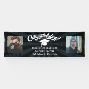 Vintager Abschluss gratuliert Black Two Foto Banner