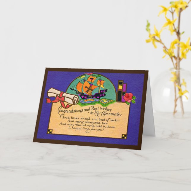 Vintager Abschluss Karte (Gelbe Blume)