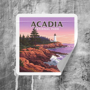 Vintager Acadia-Nationalpark Quadratischer Aufkleber