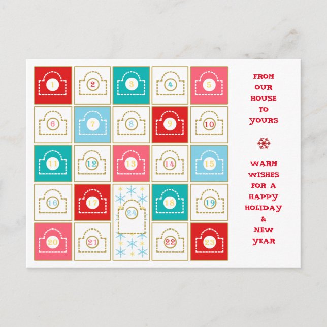 Vintager Adventskalender personalisieren Feiertagspostkarte (Vorderseite)