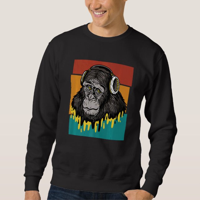 Vintager Affenkopfhörer Sweatshirt (Vorderseite)