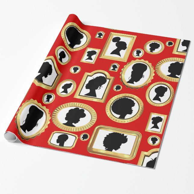 Vintager afrikanischer Cameo Geschenkpapier (Ungerollt)