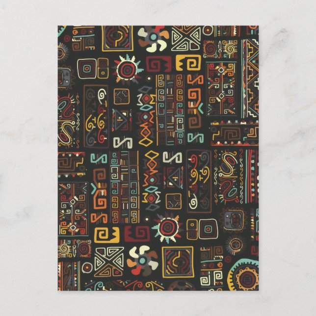 Vintager Afrikanischer Doodle Feiertagspostkarte (Vorderseite)