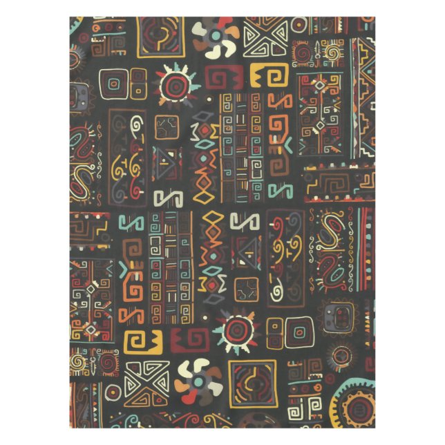Vintager Afrikanischer Doodle Tischdecke (Vorderseite)