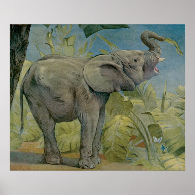 Vintager afrikanischer Elefant im Dschungel, EJ De Poster (Vorne)