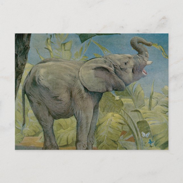 Vintager afrikanischer Elefant im Dschungel, EJ De Postkarte (Vorderseite)