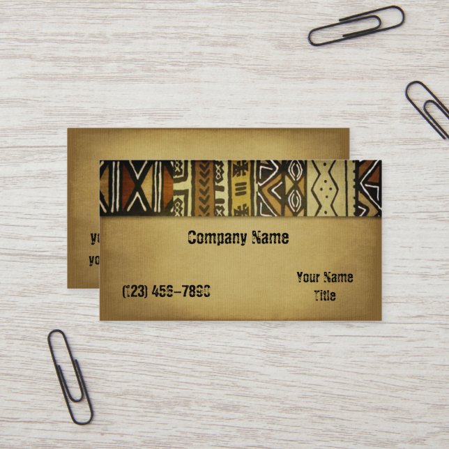 Vintager afrikanischer Schlamm-Stoff Visitenkarte (Vorderseite/Rückseite Beispiel)