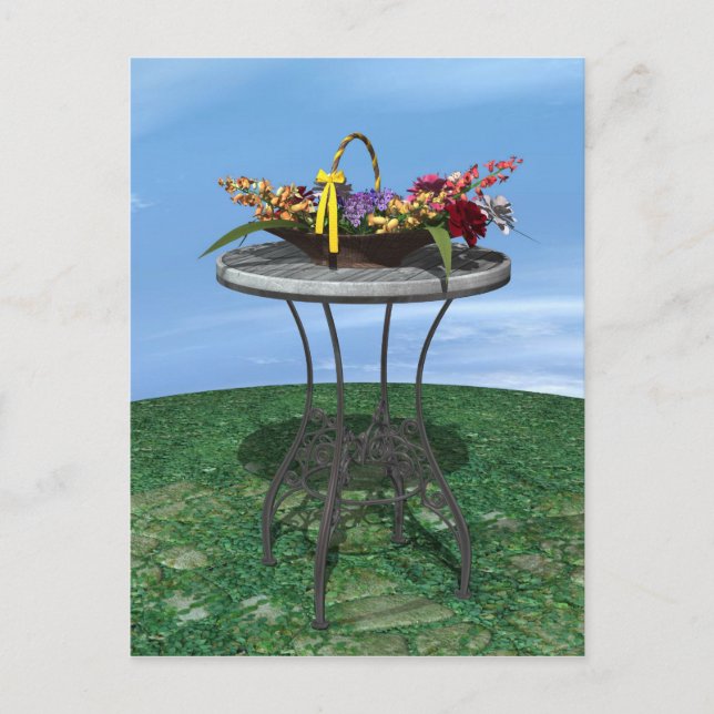 Vintager Aktionskorb für Blume Postkarte (Vorderseite)