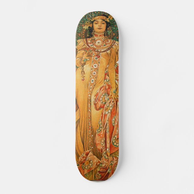 Vintager Alfons M. Mucha Skateboard (Vorderseite)