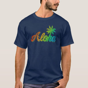 Vintager Aloha T - Shirt - klassischer Regenbogen