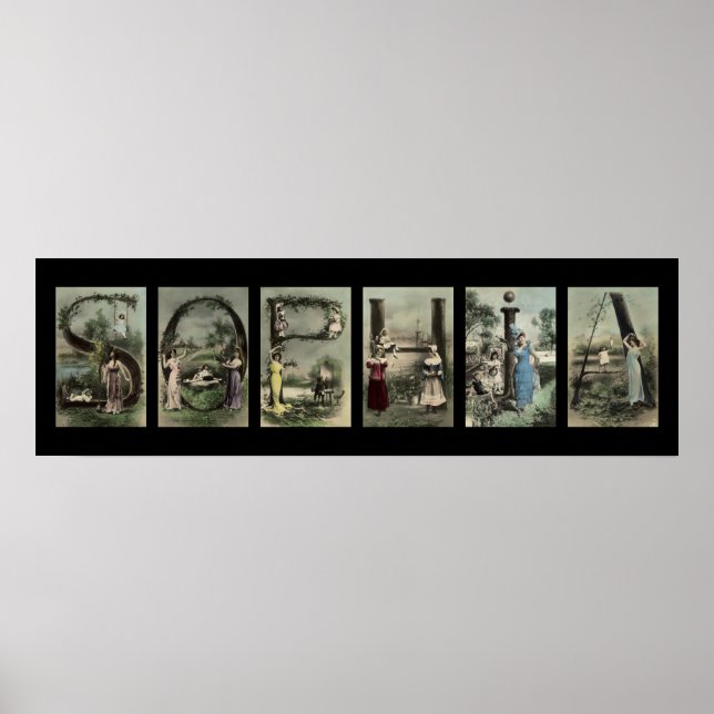 Vintager Alphabet Letter Name Art Poster (Vorne)
