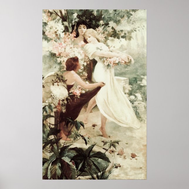 Vintager Alphonse Mucha Geist des Frühlings Poster (Vorne)
