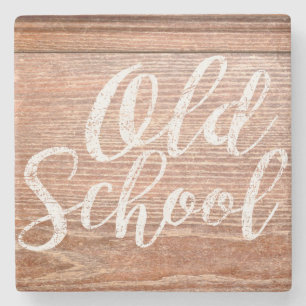 Vintager alte Schuldesktop Steinuntersetzer