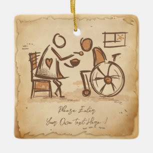 Vintager alter Modebetreuer, Pflegeassistent Keramikornament