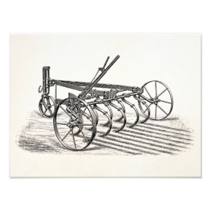 Vintager alter Pflug-landwirtschaftliche Fotodruck