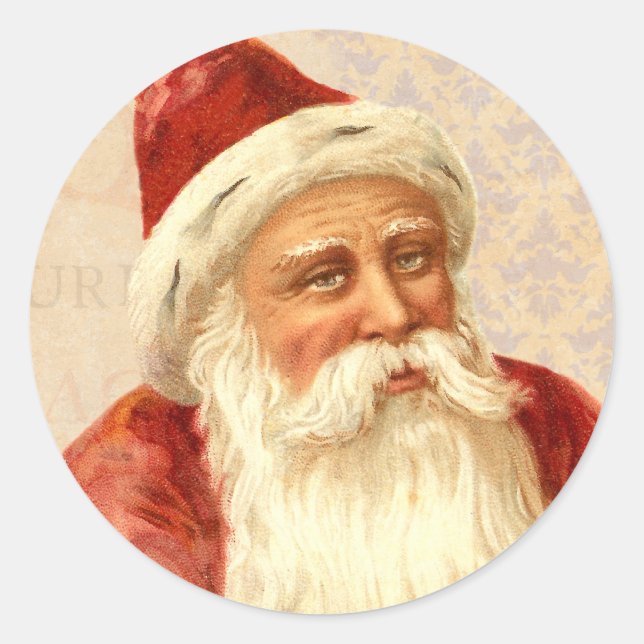 Vintager alter Weihnachtsmann mit freundlichem Ges Runder Aufkleber (Vorderseite)