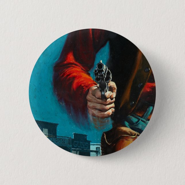 Vintager alter Westpistolenheld-Cowboy Button (Vorderseite)