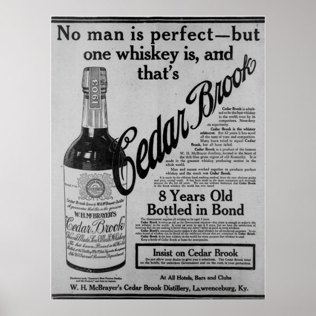 Vintager, alter Zedernholz-Whisky Poster (Vorne)