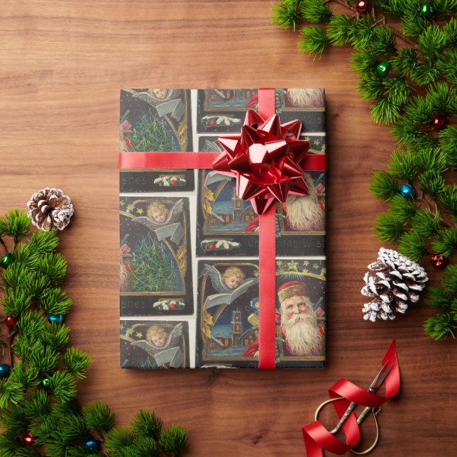 Vintager Altklassiker Santa Geschenkpapier (Feiertagsgeschenk)