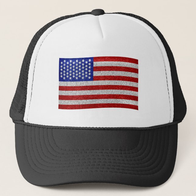 Vintager amerikanische Flaggen-Hut Truckerkappe (Vorderseite)