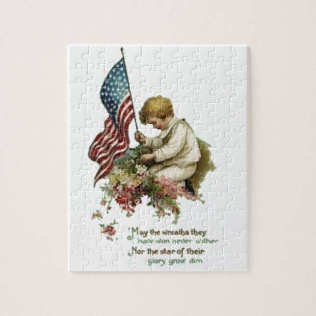 Vintager amerikanische Flaggen-kleiner Junge (Vertikal)