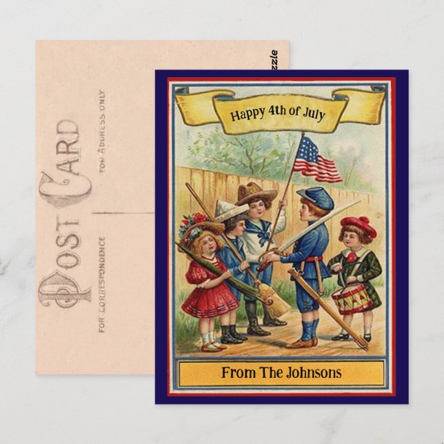 Vintager Amerikanische Unabhängigkeitstag Patrioti Postkarte (Vorne/Hinten)