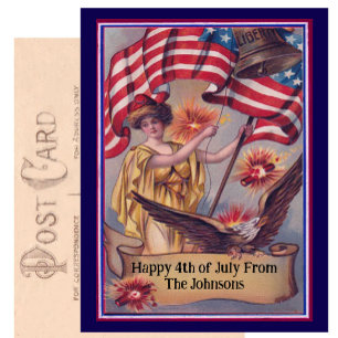Vintager Amerikanische Unabhängigkeitstag Patrioti Postkarte