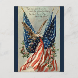 Vintager amerikanischer Flaggenadler und Patriotis Postkarte