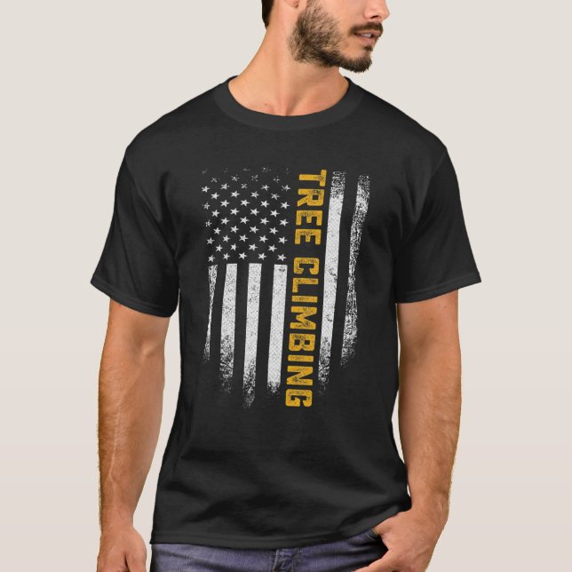 Vintager amerikanischer Flaggenbaum Kletterparadie T-Shirt (Vorderseite)