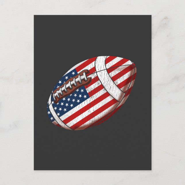 Vintager amerikanischer Flaggenfußballspieler Postkarte (Vorderseite)